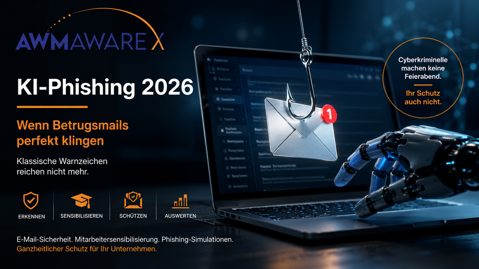 Illustration zu KI-gestütztem Phishing und E-Mail-Sicherheit im Unternehmen